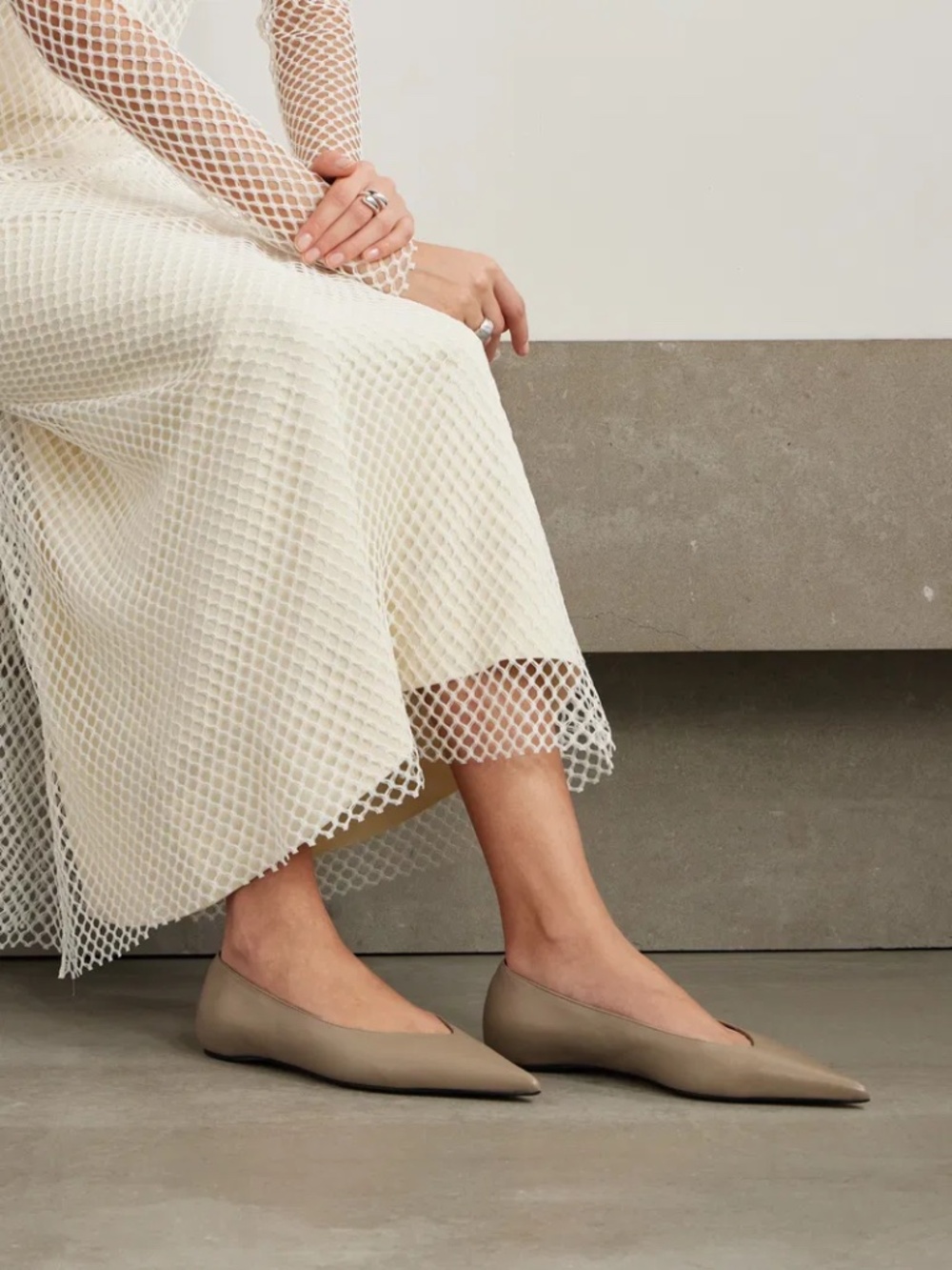 Toteme Assymmetric Ballerina Flat Shoes, Euro 39, Taupe (unworn).